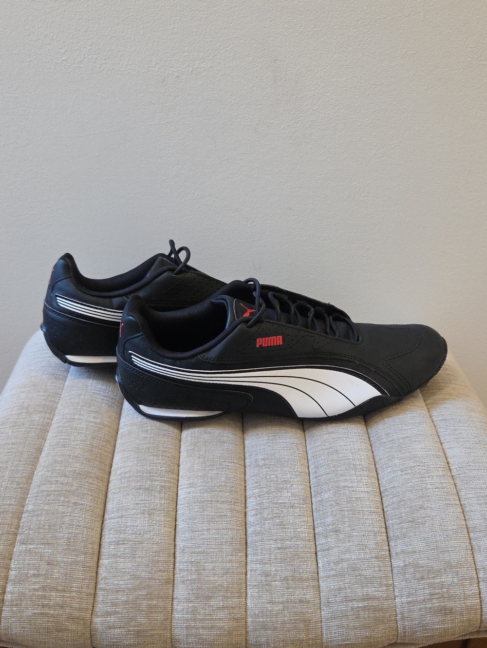 Puma Mens Size 12, Black & White Low-Profile Driving Sneaker